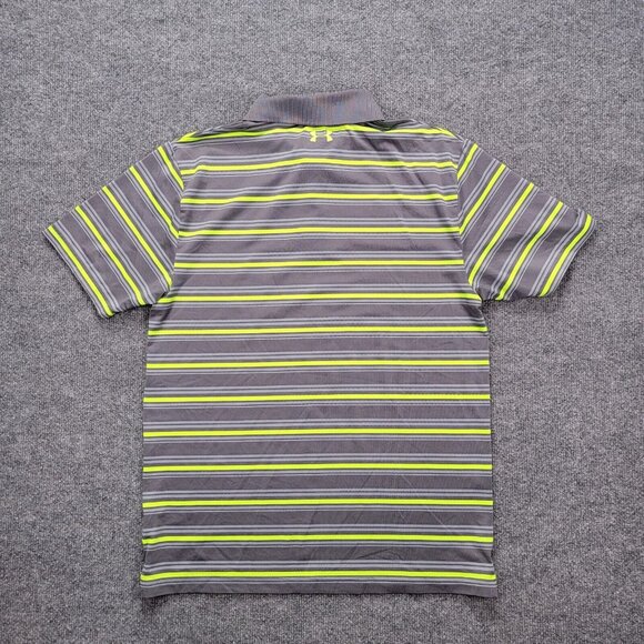 Under Armour Polo Shirt Mens Medium Gray Green Striped Golf Performance Casual - Picture 8 of 9